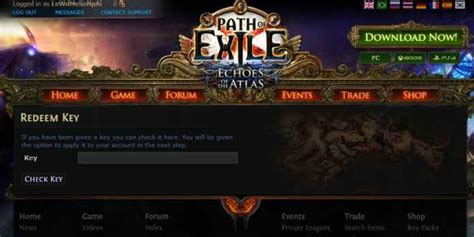 path of exile redeem keys.